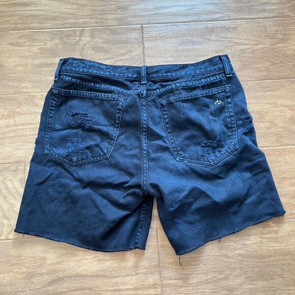 Rag & Bone Shorts Women's Size 28 Black Rebel Boyfriend Denim Jean Distressed - Picture 2 of 9